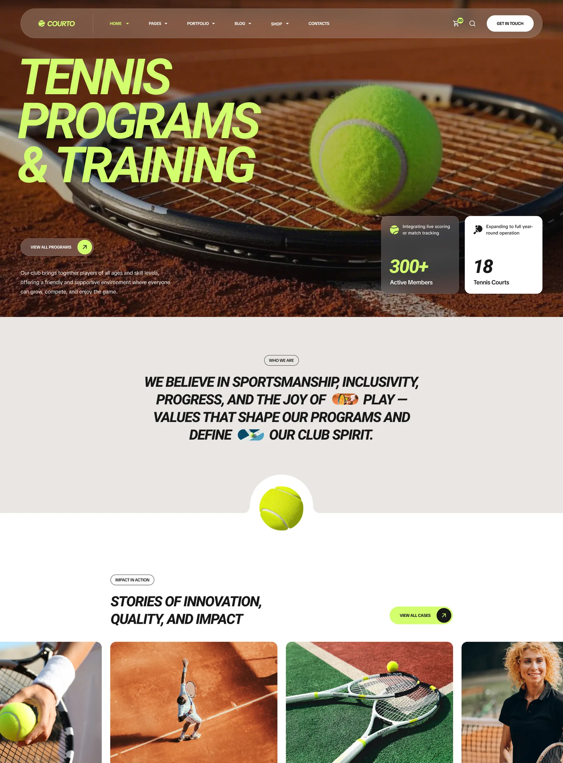 Courto padel club website interface