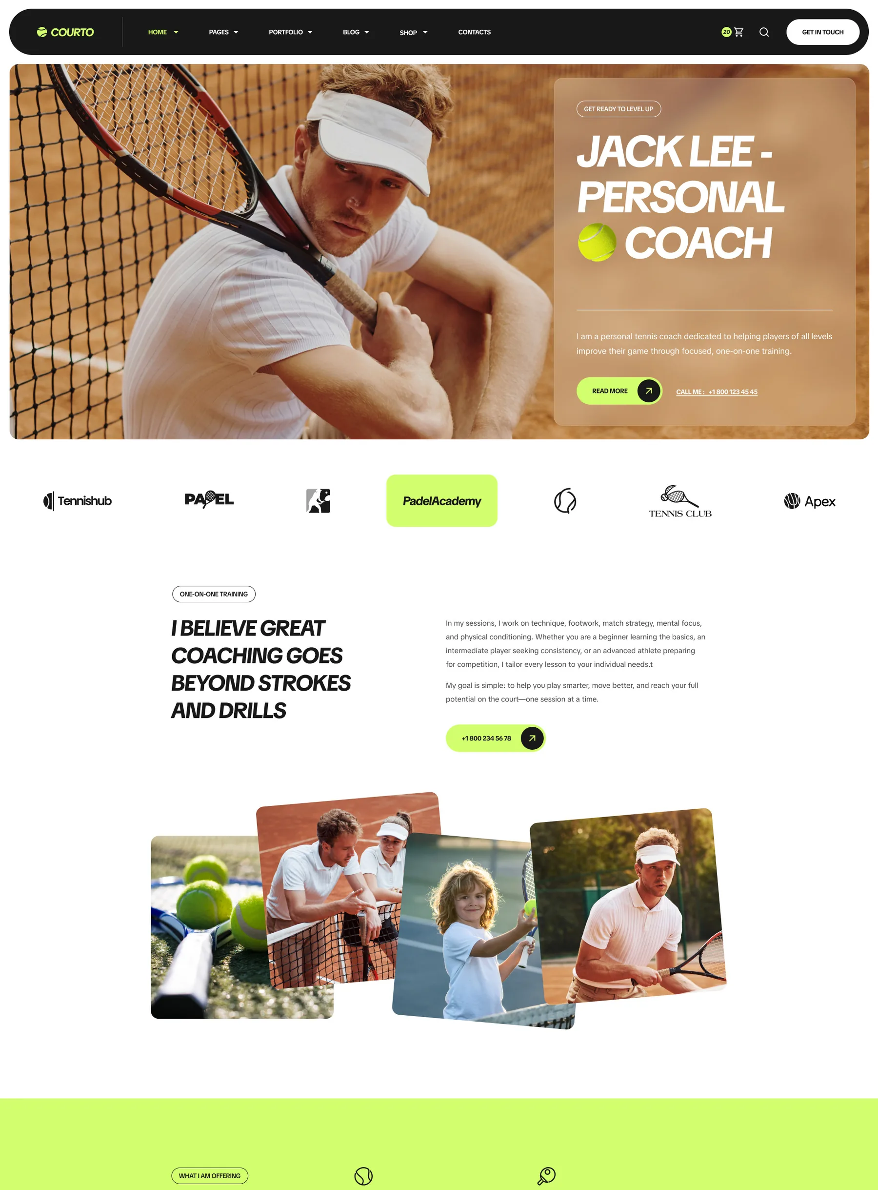 Courto personal coach webpage