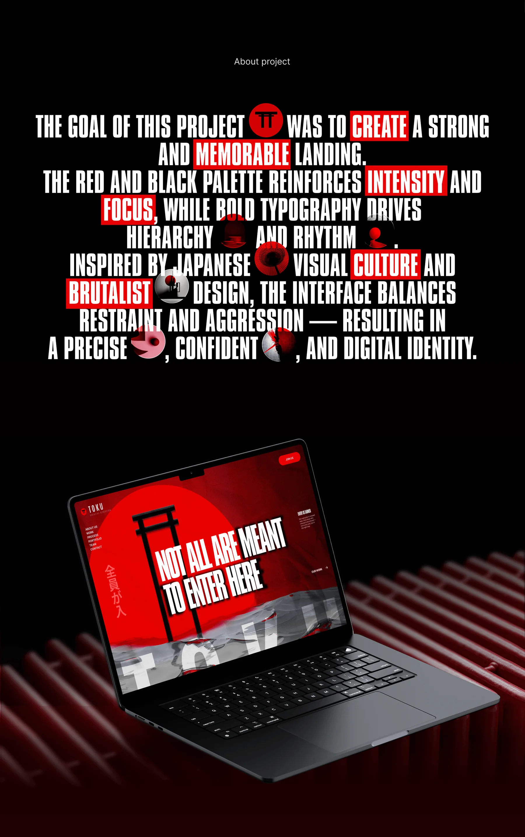Toku project rationale and laptop mockup